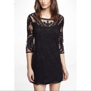 Express black lace shift dress